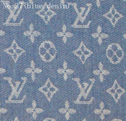 LV Blue Embossed Vinyl Fabric By The Yard